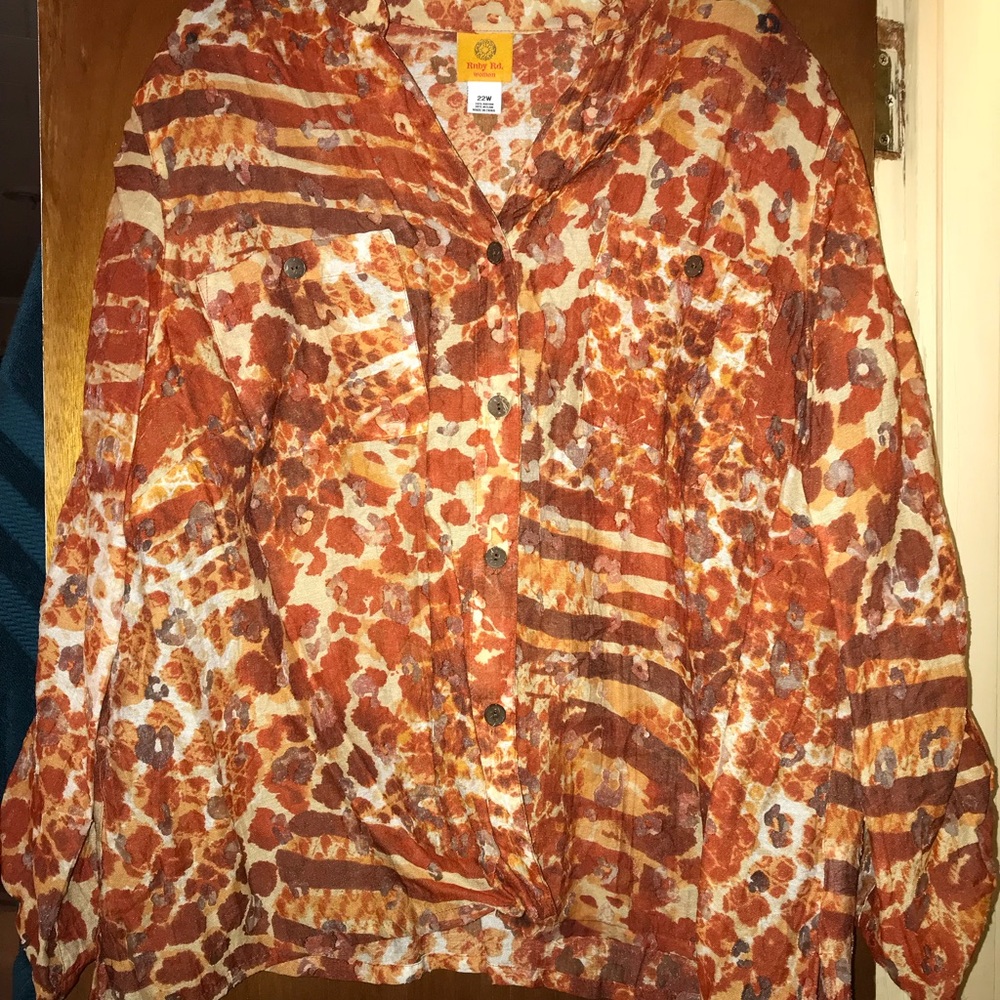 Orange sheer blouse. Size 22w
